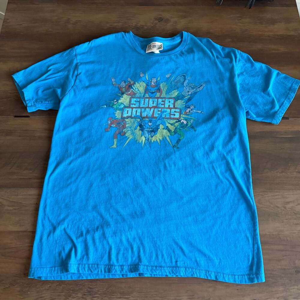 DC Comics Super Powers T-Shirt Blue Graphic Tee